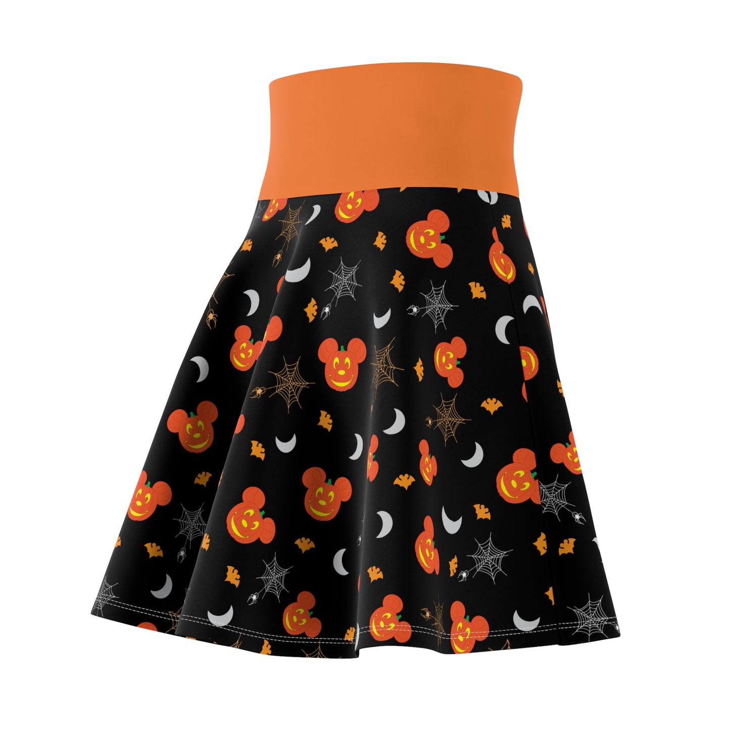 Mickey Mouse Pumpkin and Spiders Disney Halloween Women's Skater Skirt (AOP)