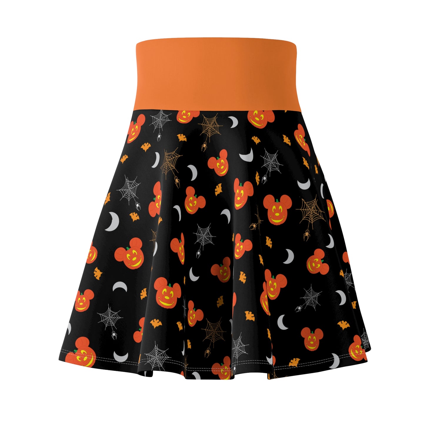 Mickey Mouse Pumpkin and Spiders Disney Halloween Women's Skater Skirt (AOP)